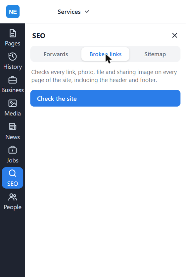 SEO Broken links tab